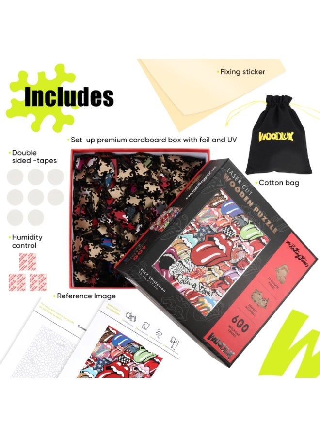 ROLLING STONES The Rolling Stones Wooden Puzzle – Lick & Rock | Official Licensed Puzzle Gift for Adults - Image 5